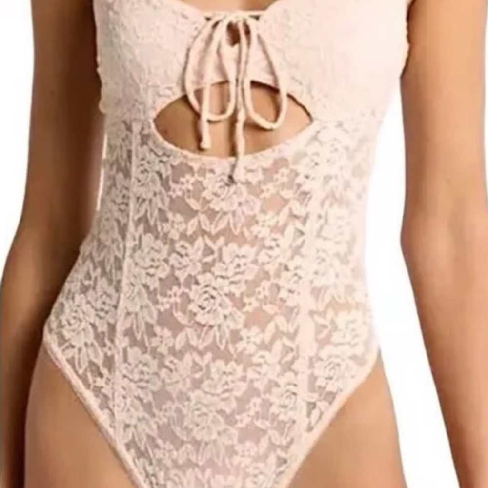Free People Lace Bodysuit in Cream